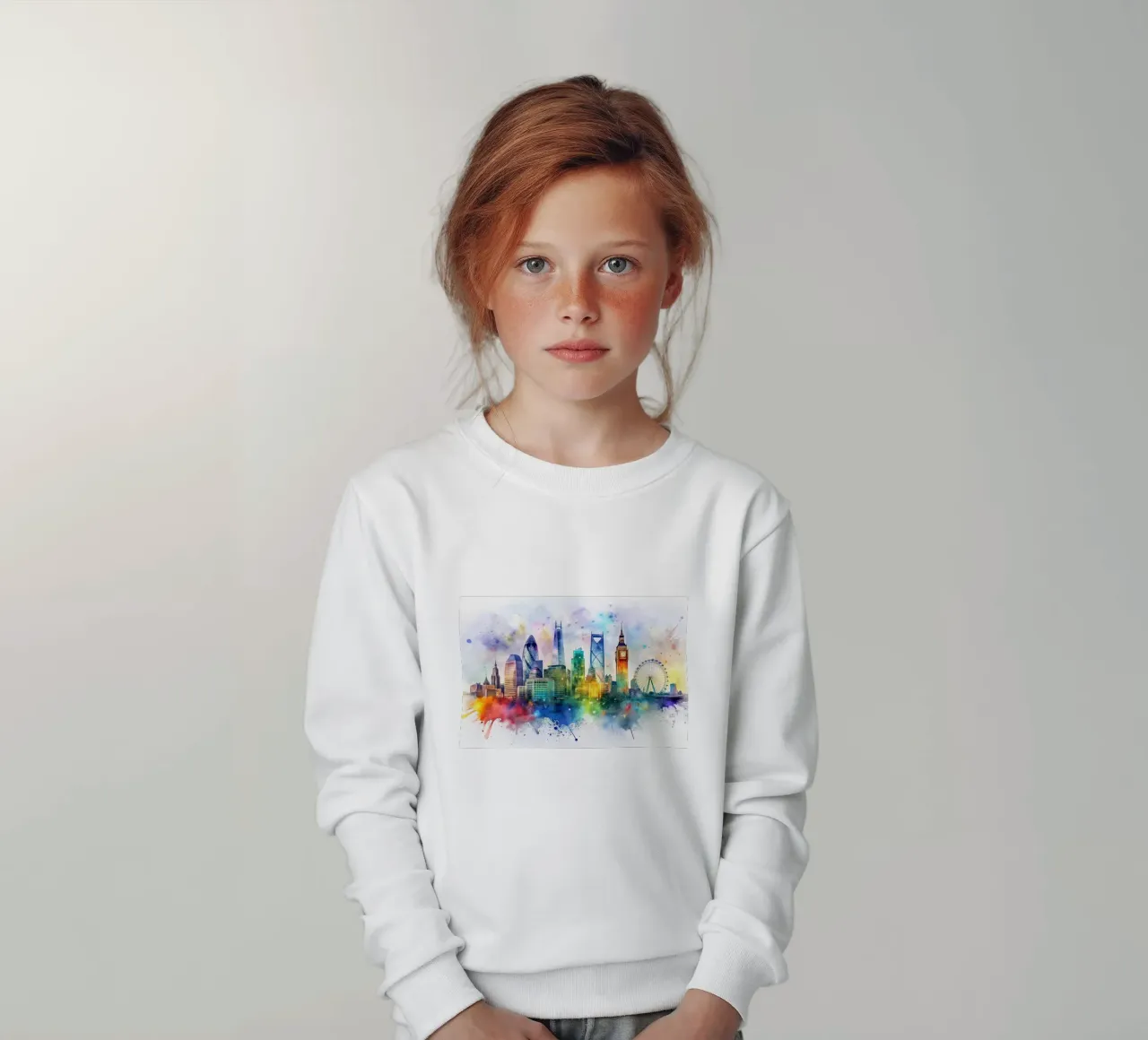 Skyline di Londra ad acquerello felpa bambino da 🎁 ARTVI-SHOP