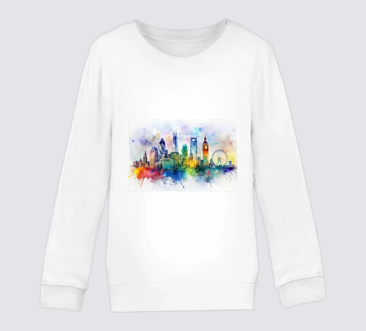 Skyline di Londra ad acquerello felpa bambino da 🎁 ARTVI-SHOP