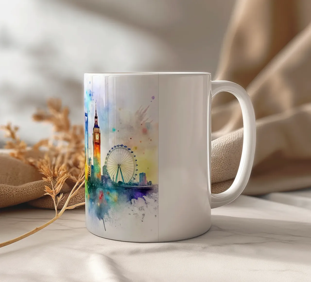 Skyline di Londra ad acquerello tazza in ceramica da ARTVI-SHOP