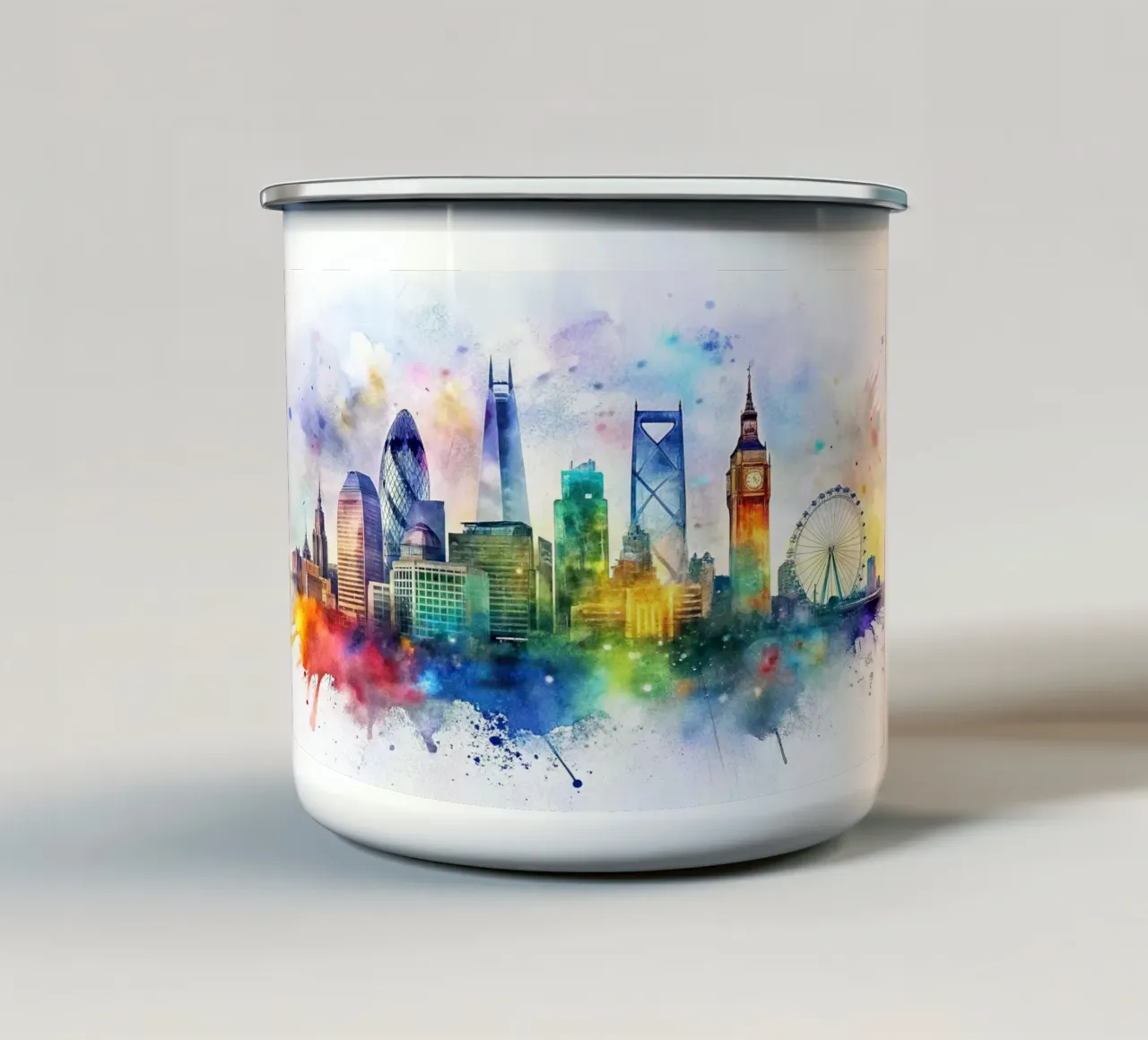 Skyline di Londra ad acquerello tazza in smalto da ARTVI-SHOP