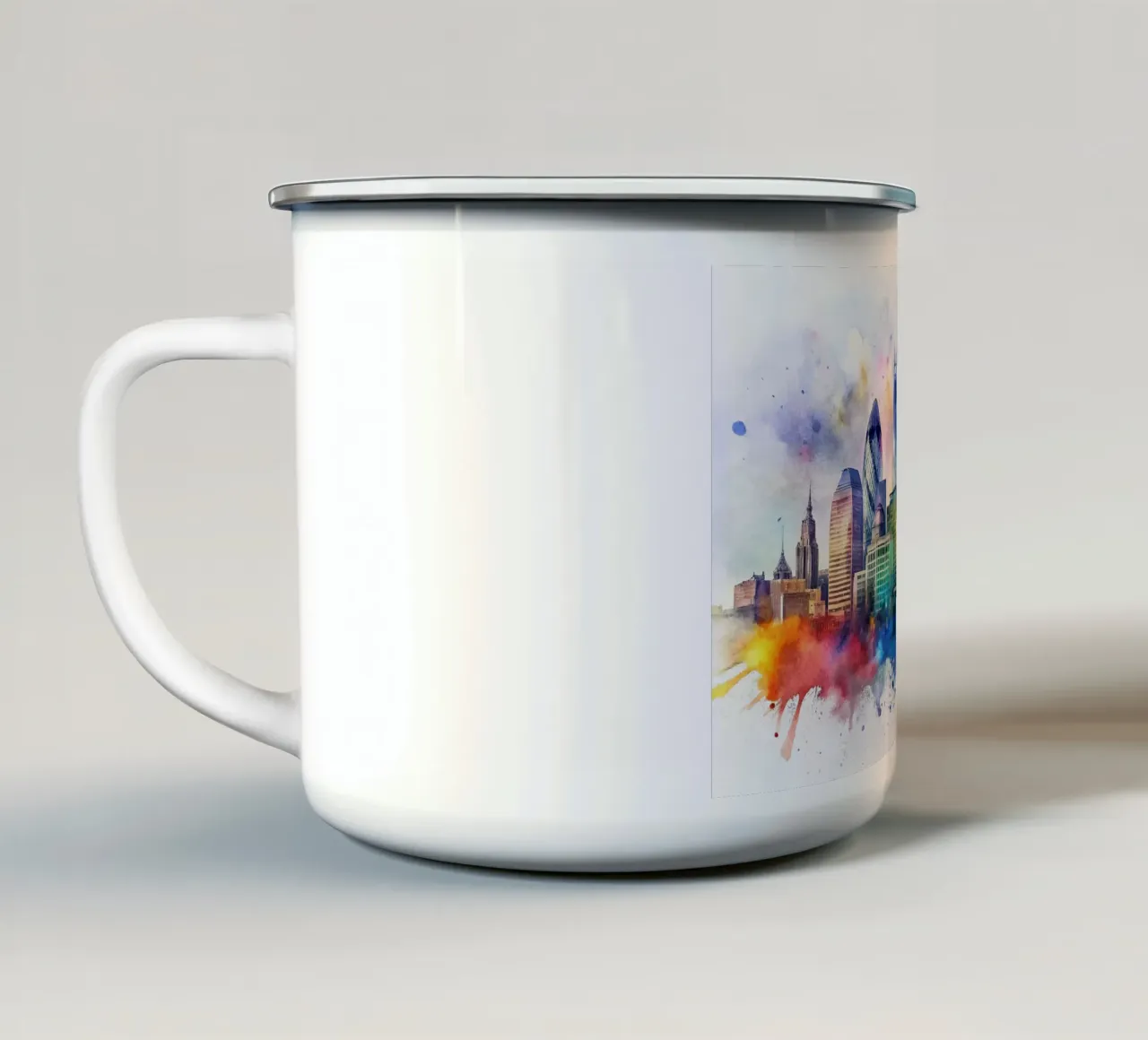 Skyline di Londra ad acquerello tazza in smalto da ARTVI-SHOP