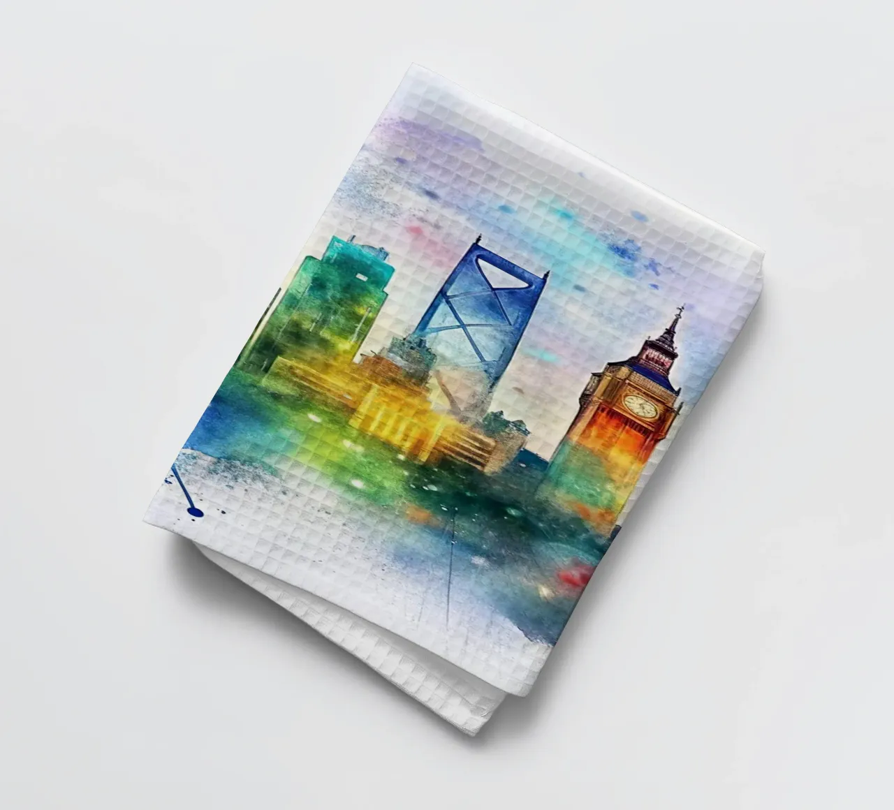 Skyline di Londra ad acquerello canovaccio da cucina da 🎁 ARTVI-SHOP