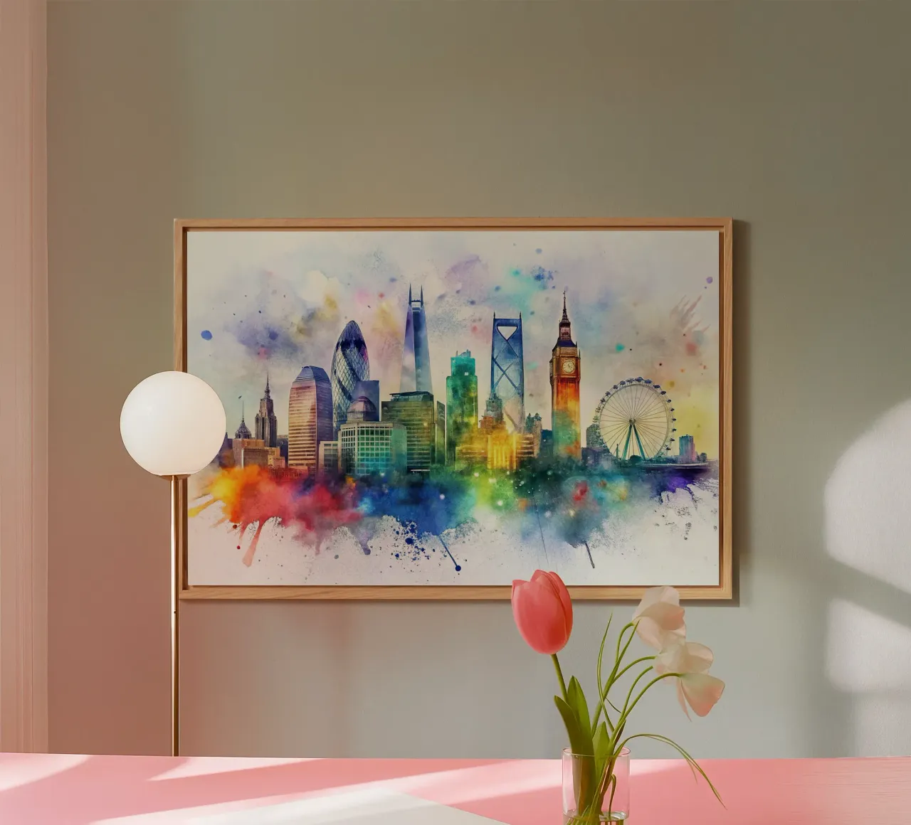Skyline di Londra ad acquerello alluminio dibond da 🎁 ARTVI-SHOP