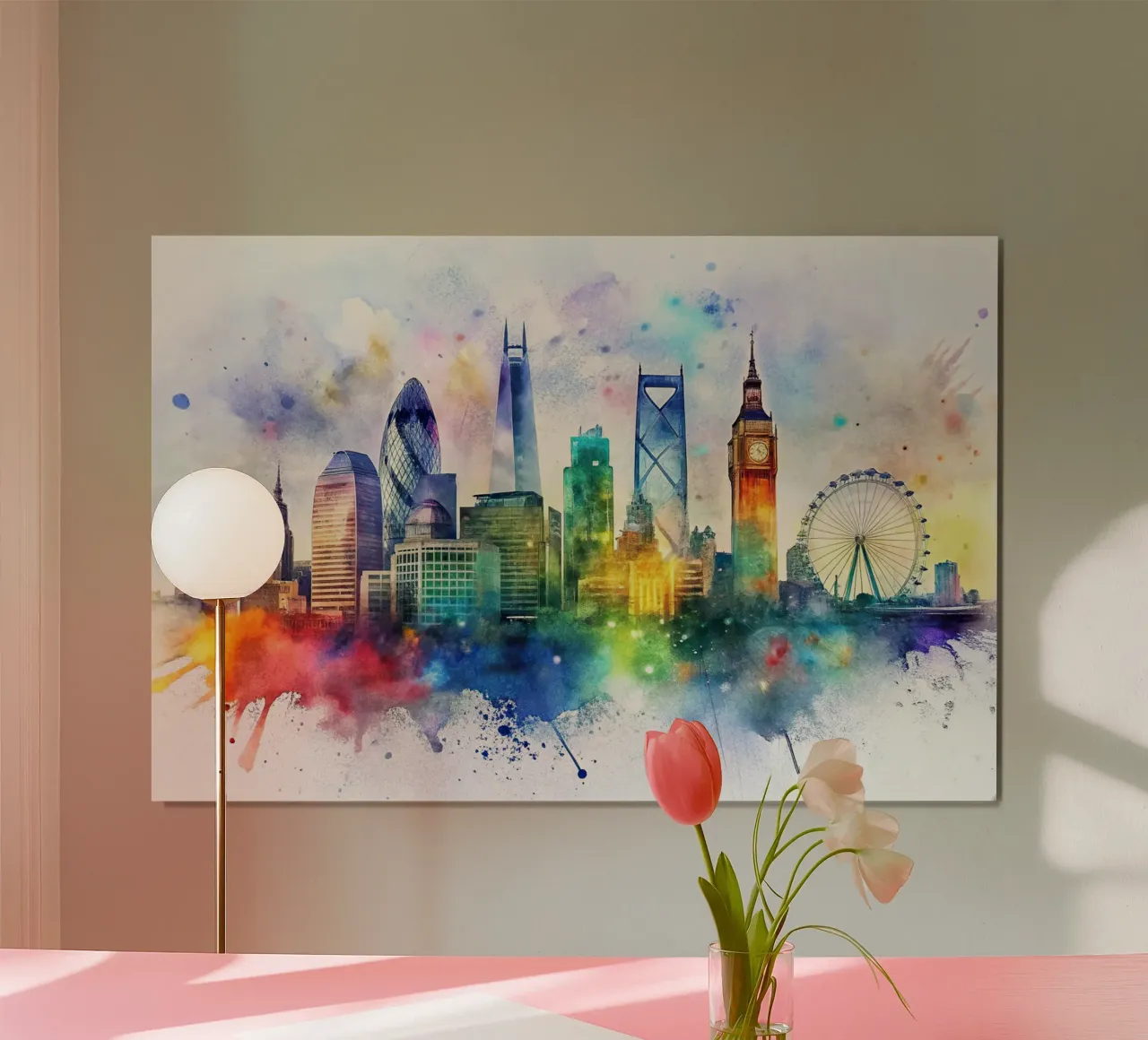 Skyline di Londra ad acquerello carta hahnemühle da 🎁 ARTVI-SHOP