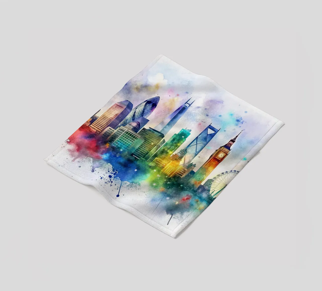 Skyline di Londra ad acquerello coperta in pile da 🎁 ARTVI-SHOP