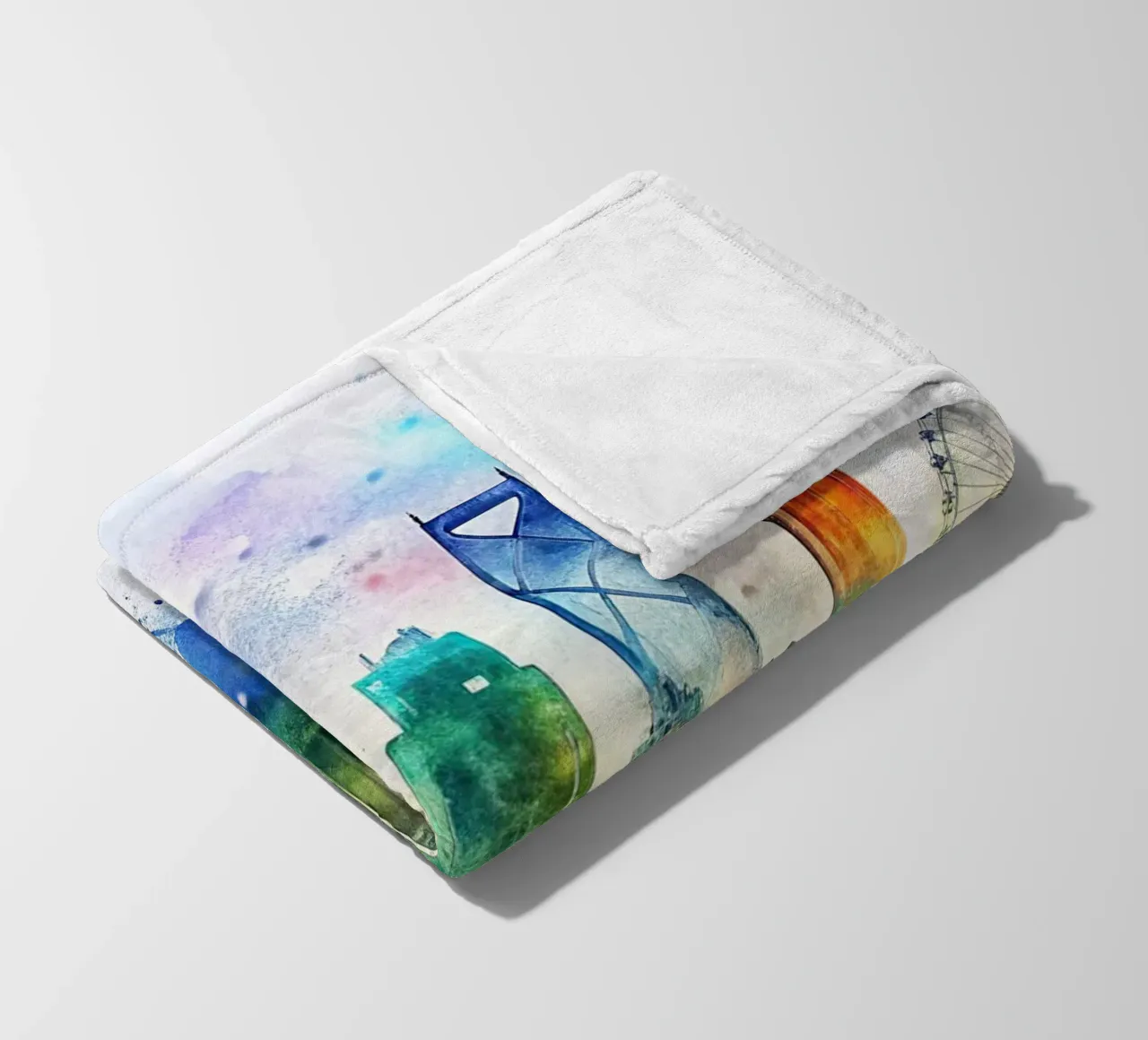 Skyline di Londra ad acquerello coperta in pile da 🎁 ARTVI-SHOP