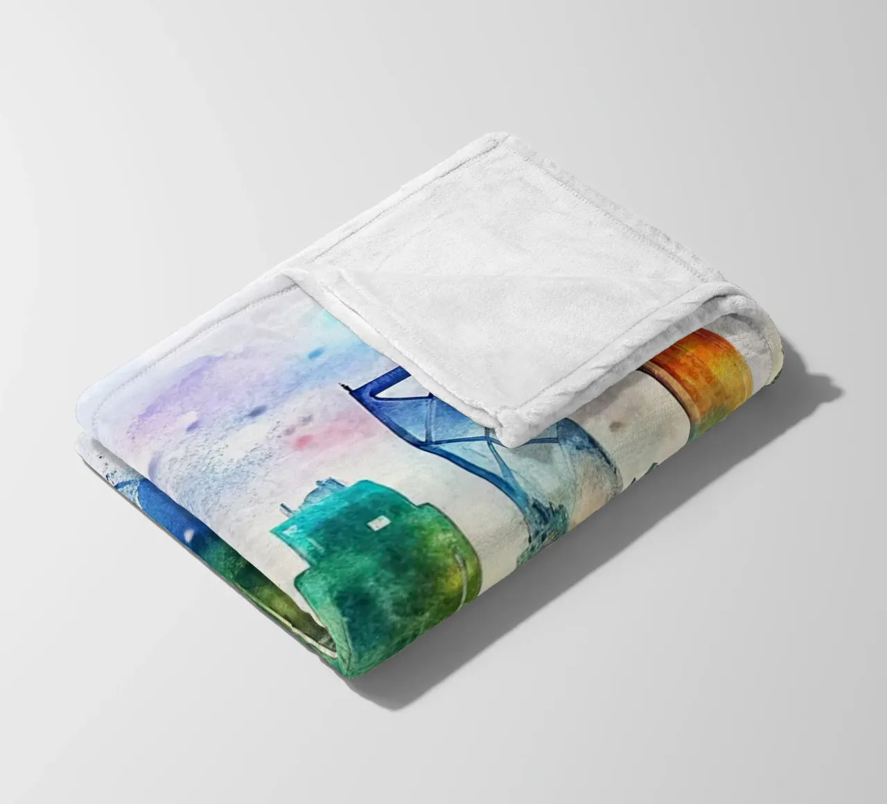 Skyline di Londra ad acquerello coperta in pile da 🎁 ARTVI-SHOP