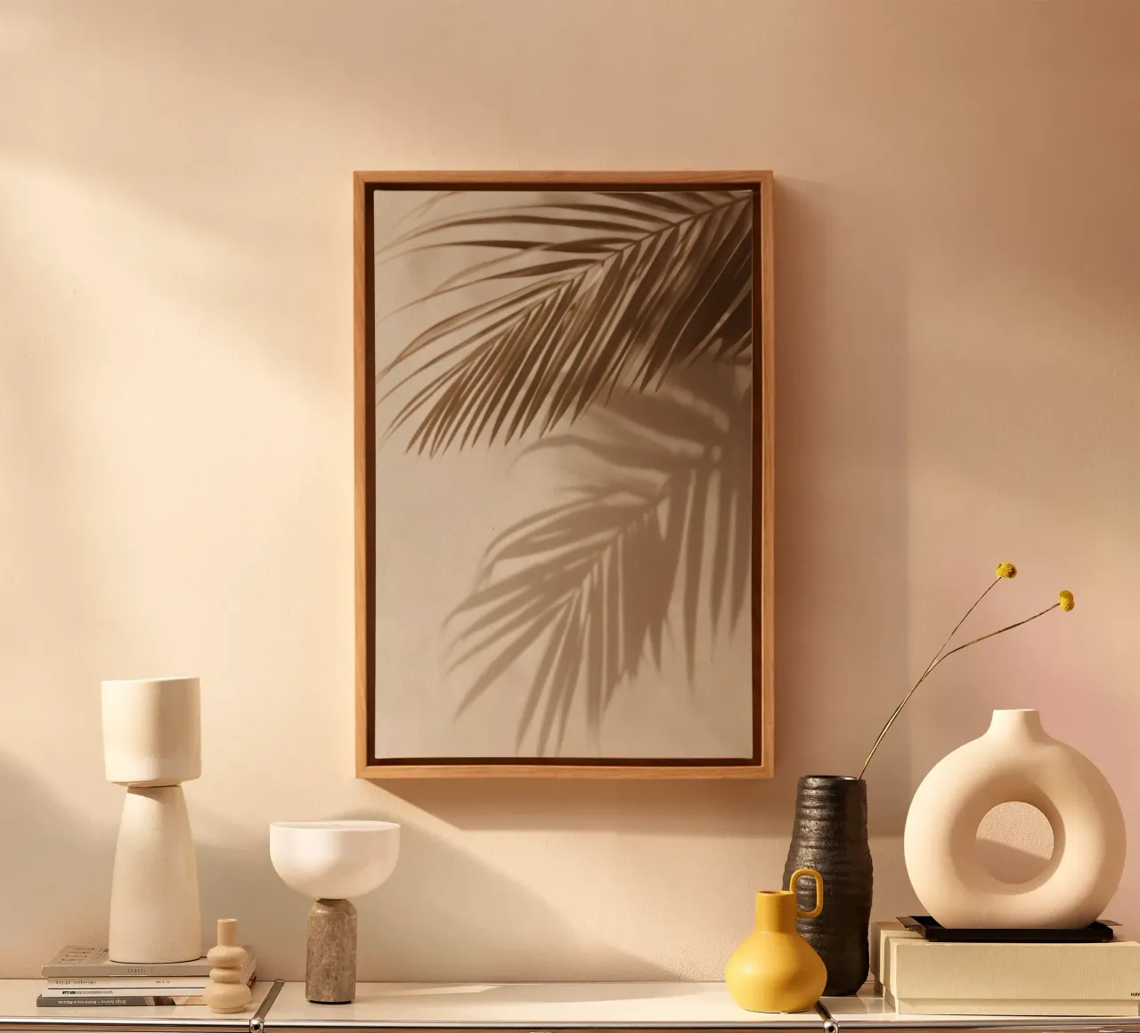 Palmblad schaduwen canvas van Indigo Tides Art