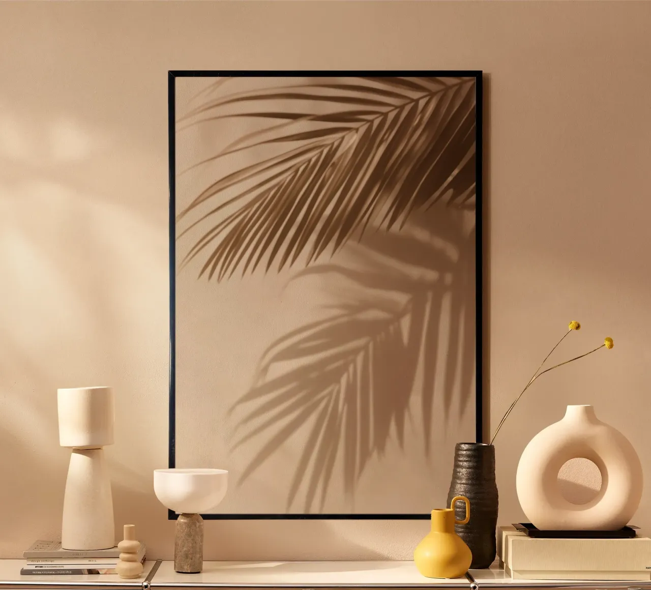 Palmblad schaduwen hahnemühle van Indigo Tides Art