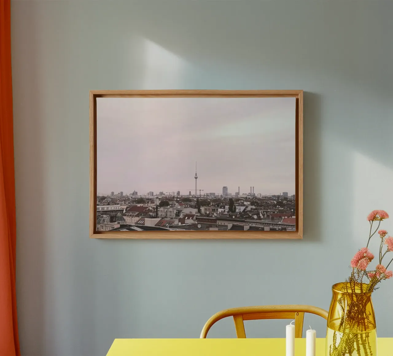 Berlin, Germany I Urban skyline with the Fernsehturm tower canvas with Floater frame by Julie Travel Photography