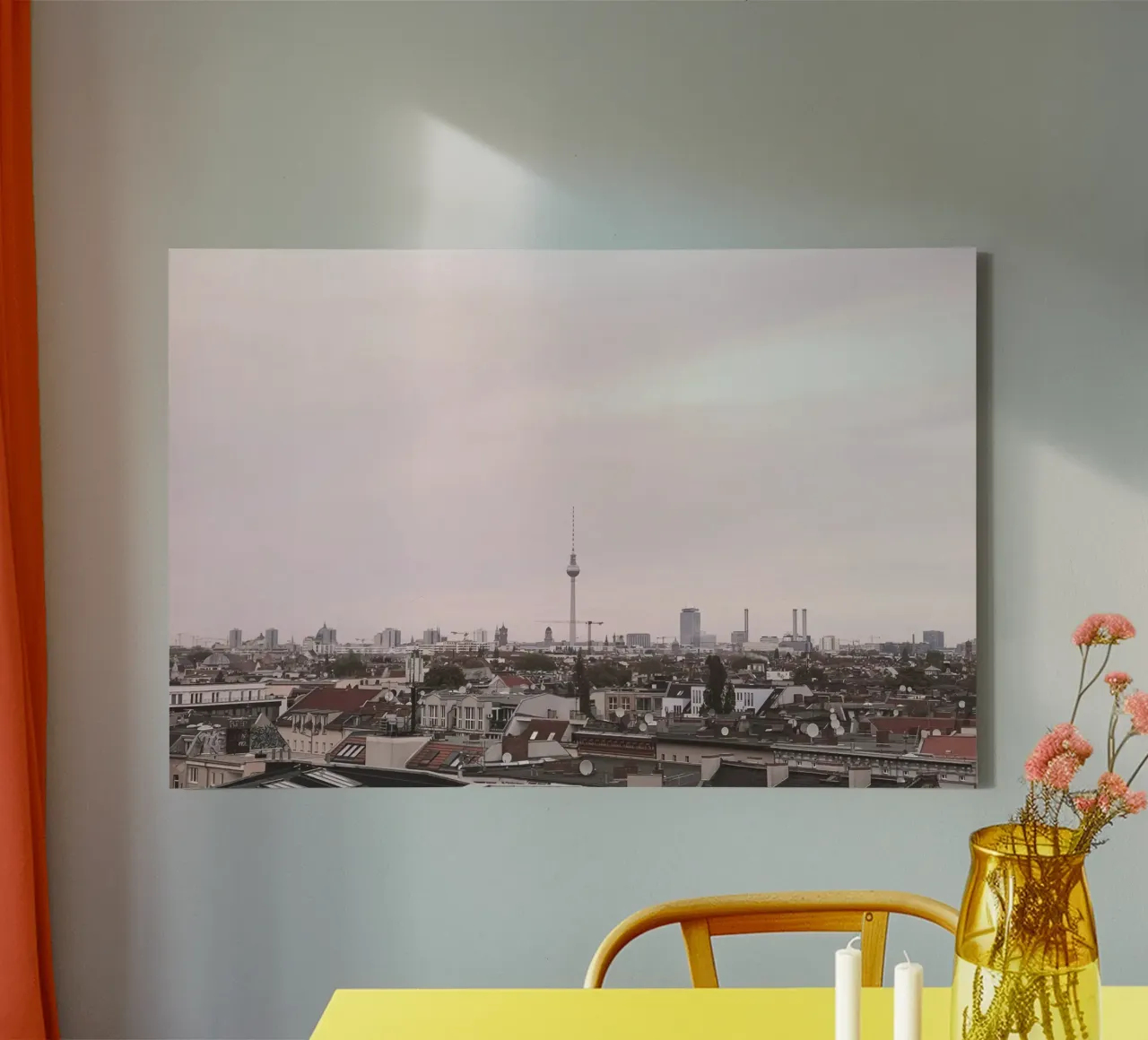 Berlin, Germany I Urban skyline with the Fernsehturm tower canvas with Floater frame by Julie Travel Photography