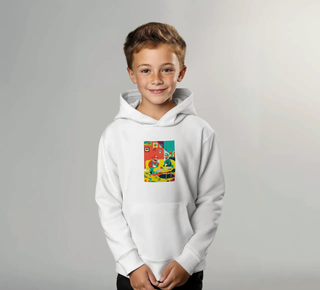 Super Mario & Luigi Coffee Break - Pop Art Canvas sweat à capuche enfant de Kaji