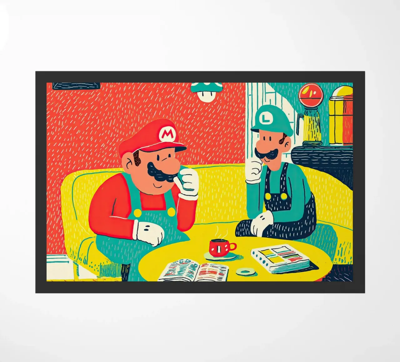 Super Mario & Luigi Coffee Break – Pop Art Canvas zerbino da Kaji