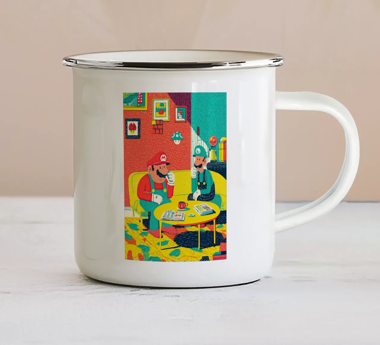 Super Mario & Luigi Coffee Break – Pop Art Canvas tazza in smalto da Kaji