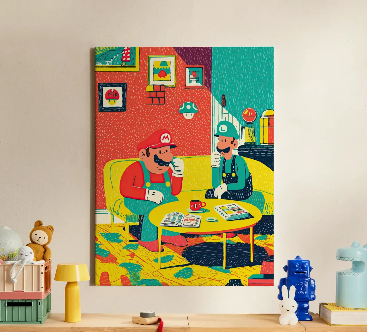 Super Mario & Luigi Coffee Break - Pop Art Canvas canvas by Kaji