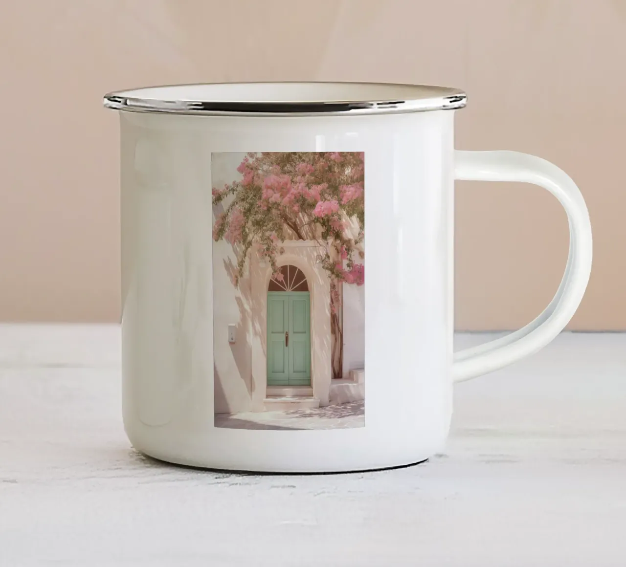 Portone floreale pastello tazza in smalto da Indigo Tides Art