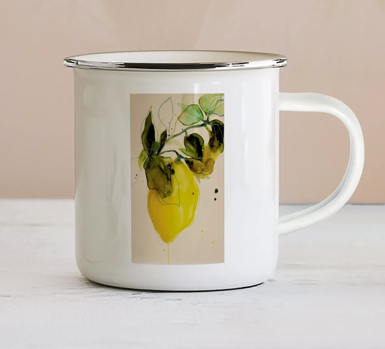 Lemonstudy 03 emaille mok van Leigh Viner