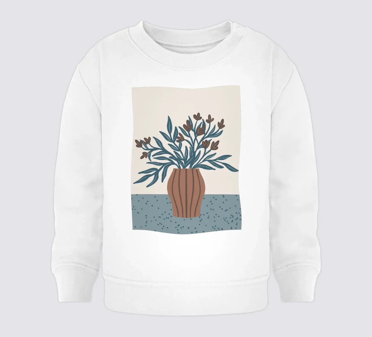 Fiori marroni in un vaso - Natura morta floreale minimalista felpa neonato da Wackapacka