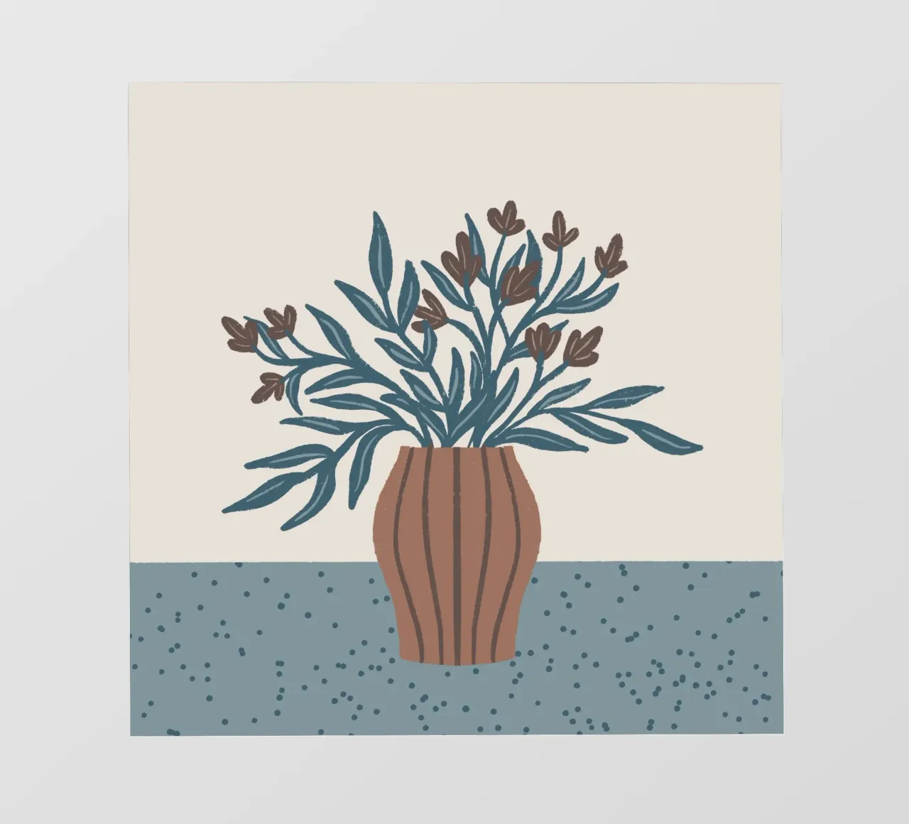 Fiori marroni in un vaso - Natura morta floreale minimalista telo in pvc da Wackapacka
