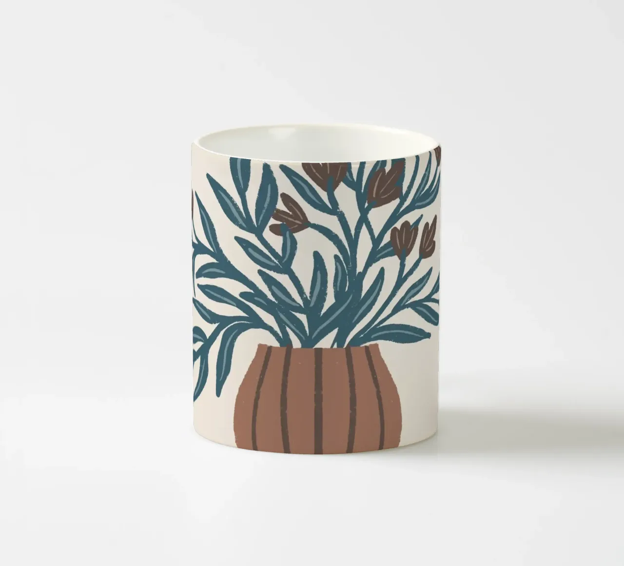 Fiori marroni in un vaso - Natura morta floreale minimalista tazza in ceramica da Wackapacka