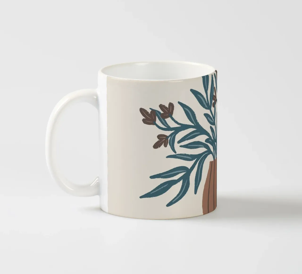 Fiori marroni in un vaso - Natura morta floreale minimalista tazza in ceramica da Wackapacka