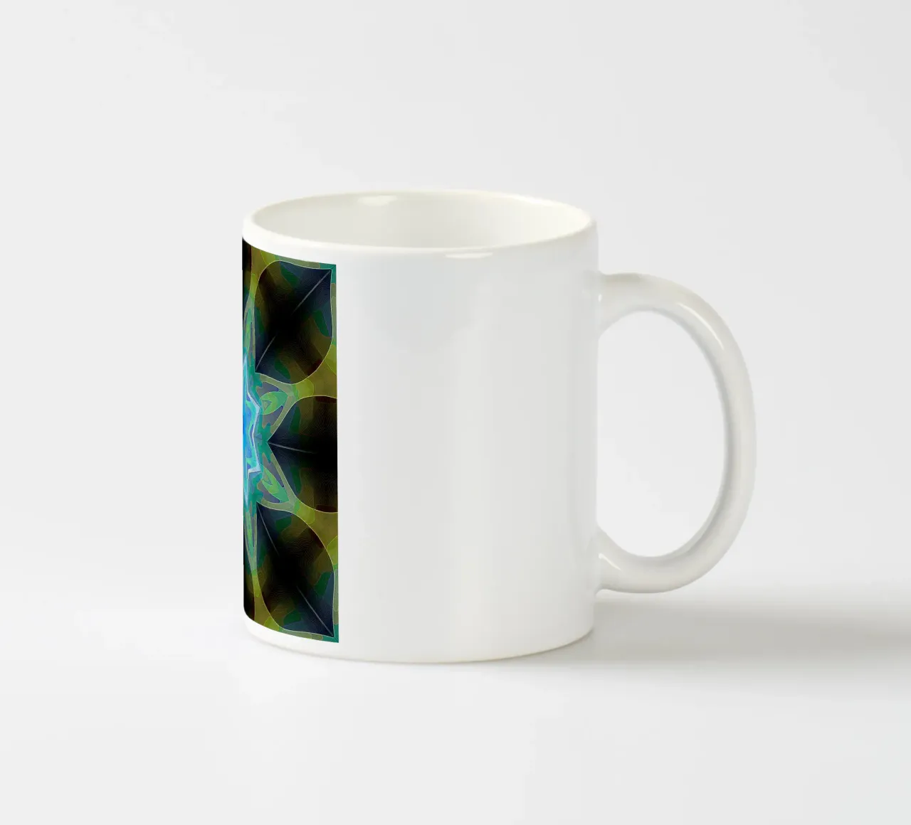 Étoile bleue brillante encadrée de formes de feuilles à motifs mug en céramique de Gürsel Yesil Digital Art