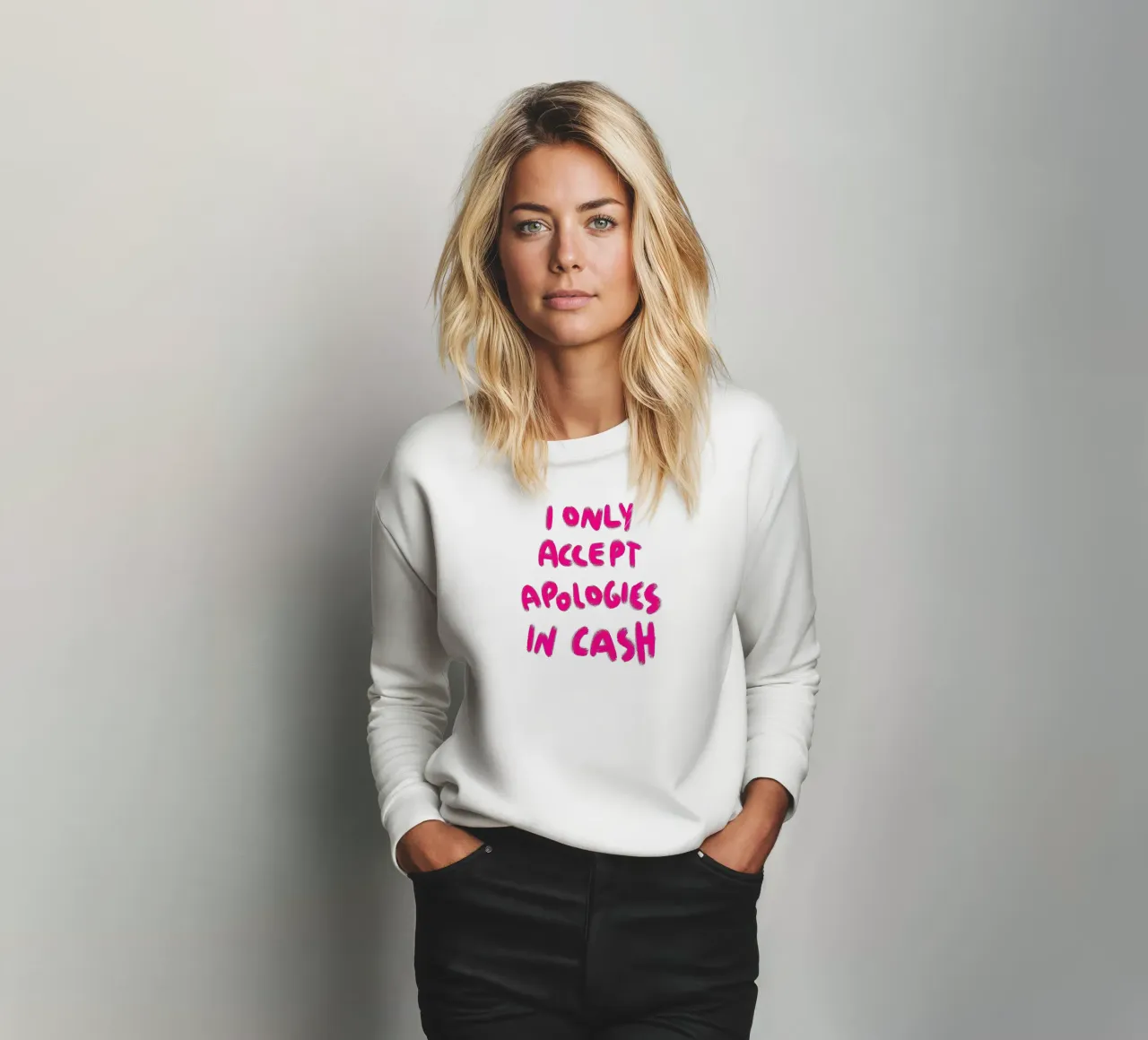 I only accept apologies in cash - Handlettering felpa da Illustration Raissa Oltmanns