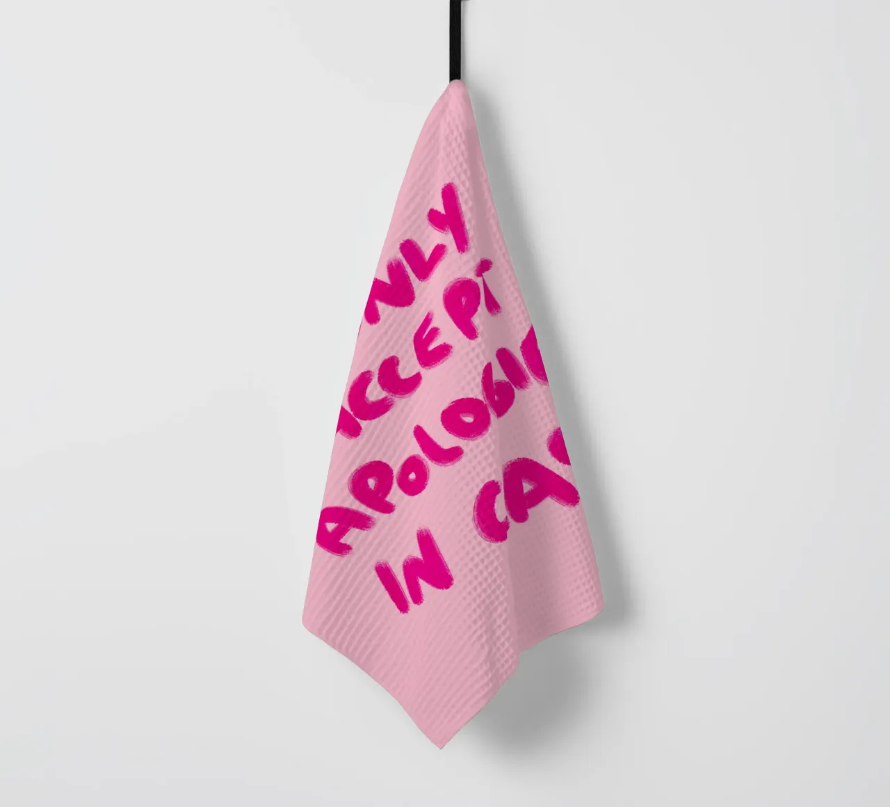 I only accept apologies in cash - Handlettering canovaccio da cucina da Illustration Raissa Oltmanns