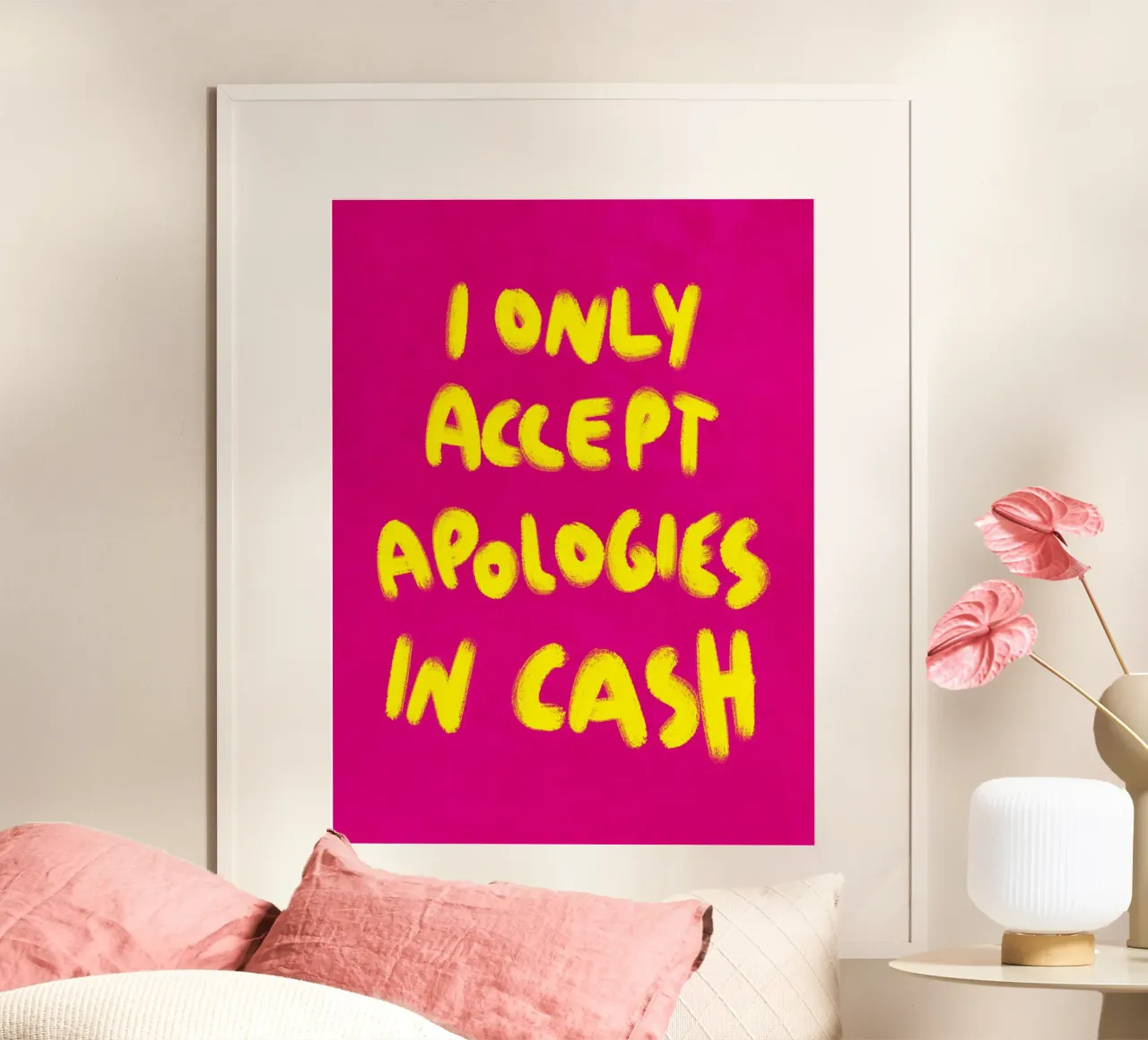 I only accept apologies in cash - Handlettering carta hahnemühle da Illustration Raissa Oltmanns