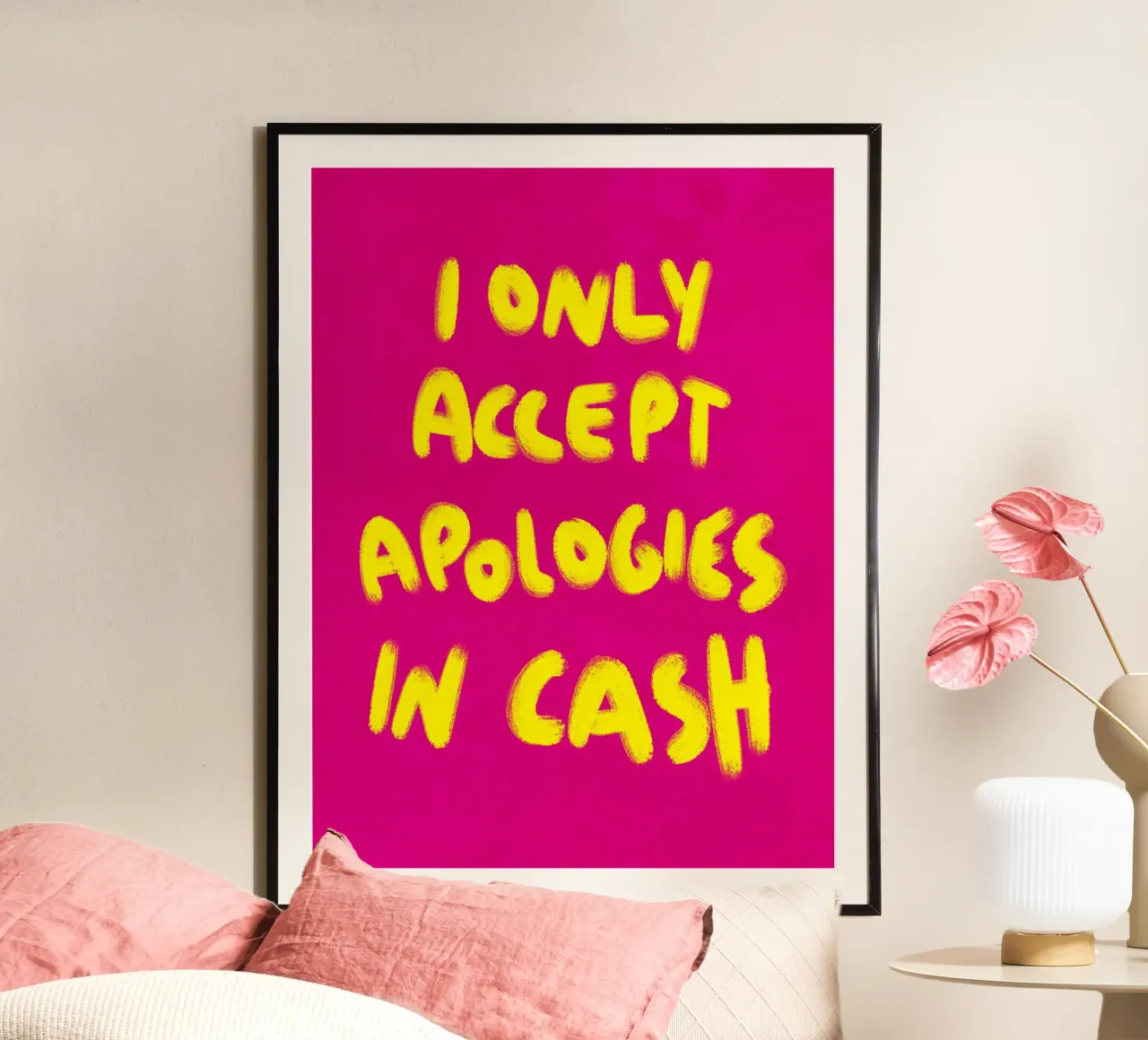 I only accept apologies in cash - Handlettering carta hahnemühle da Illustration Raissa Oltmanns