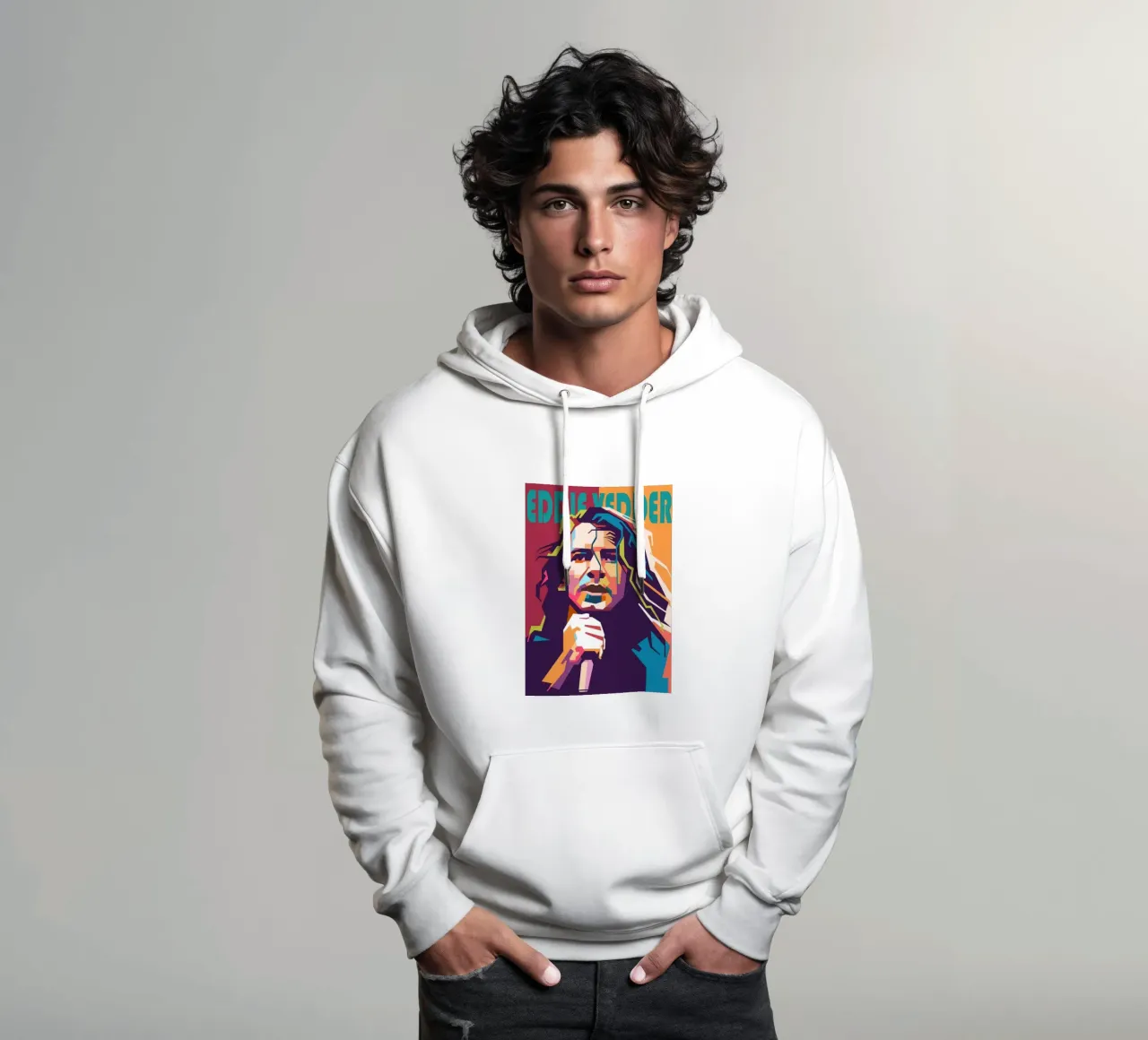 Ritratto pop art di Eddie Vedder felpa con cappuccio da Hantamrata