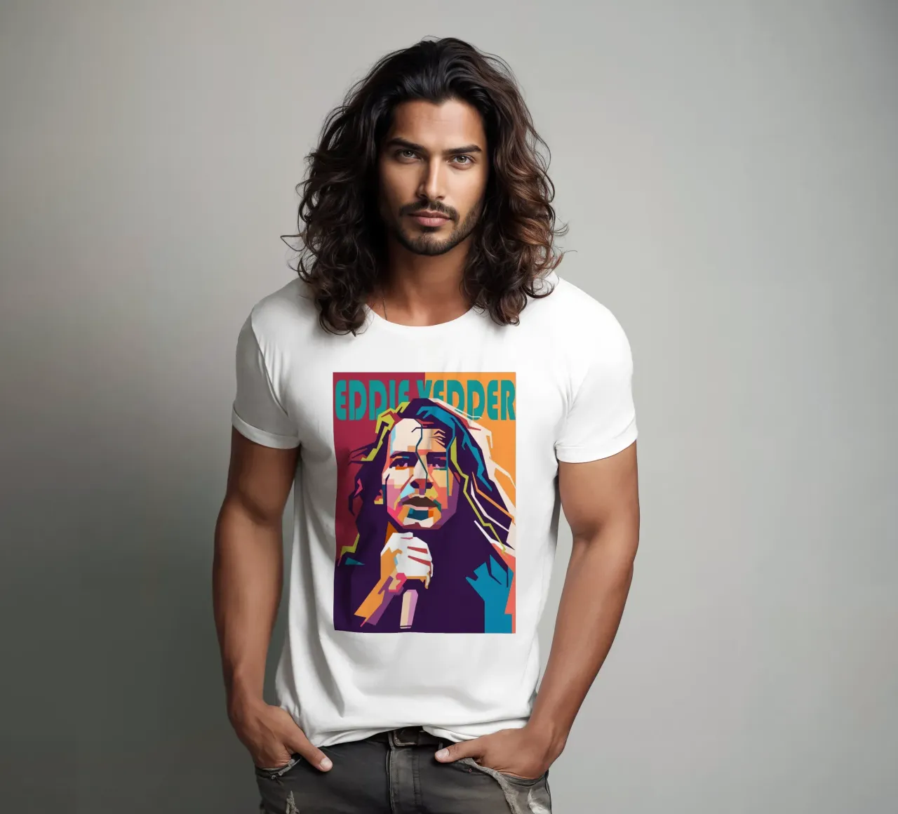 Eddie Vedder pop-art portret t-shirt van Hantamrata