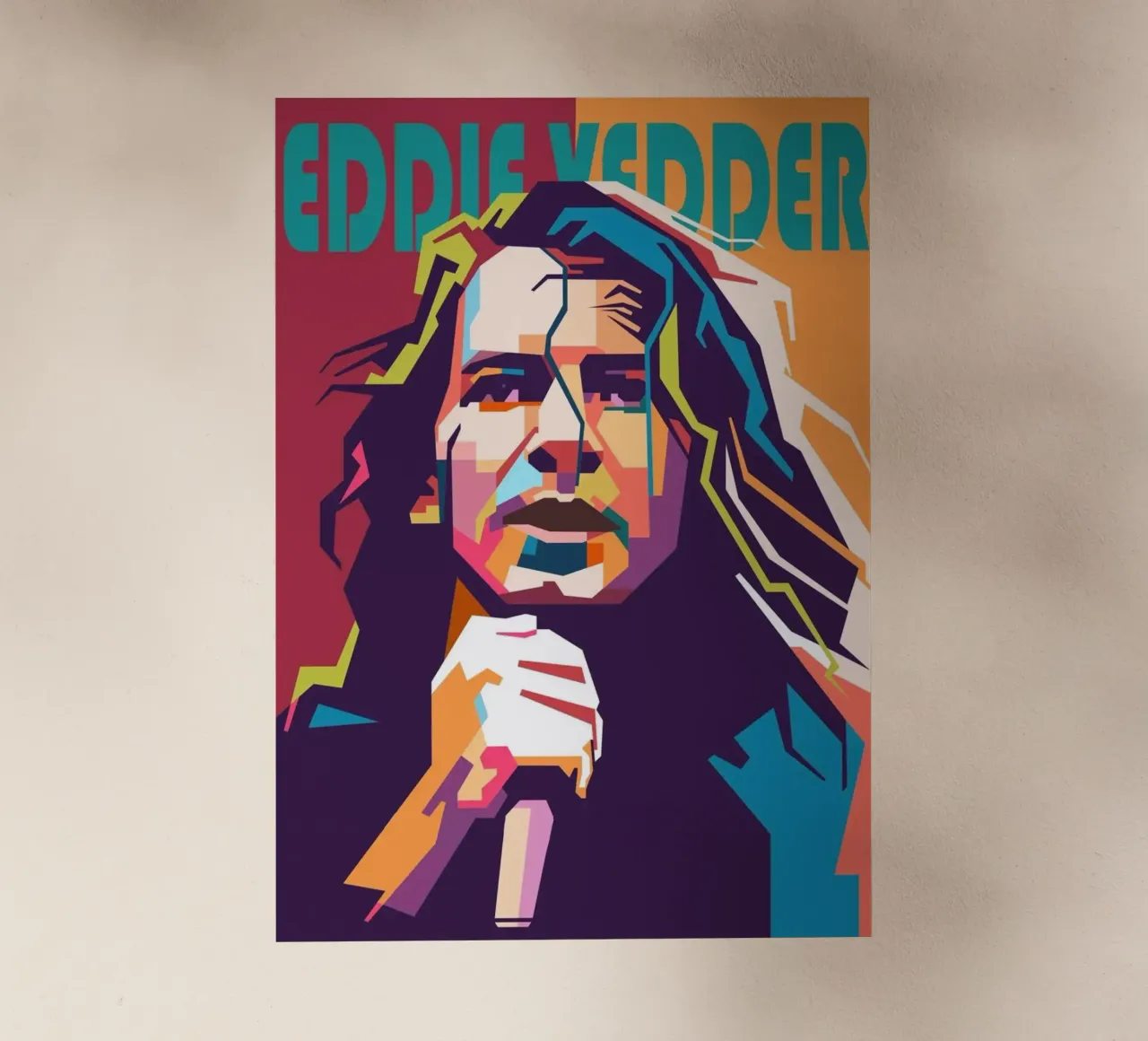 Ritratto pop art di Eddie Vedder pellicola backlit da Hantamrata