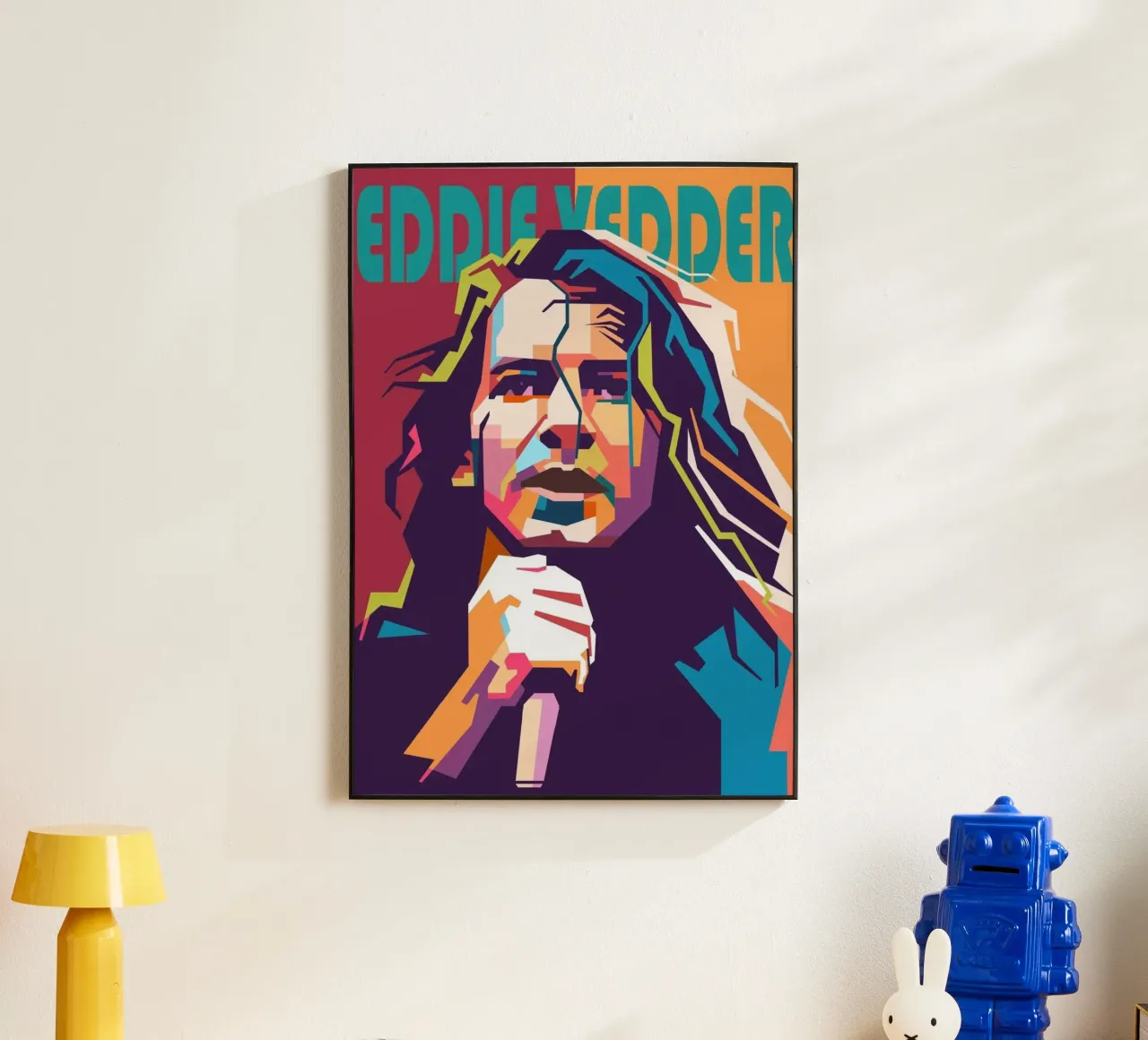 Ritratto pop art di Eddie Vedder alluminio dibond da Hantamrata