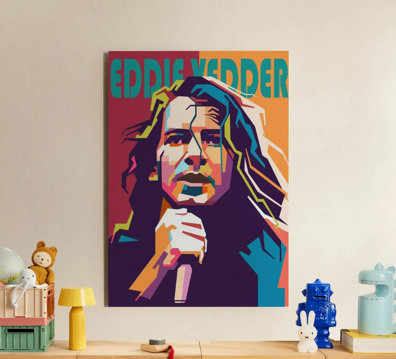 Ritratto pop art di Eddie Vedder alluminio dibond da Hantamrata