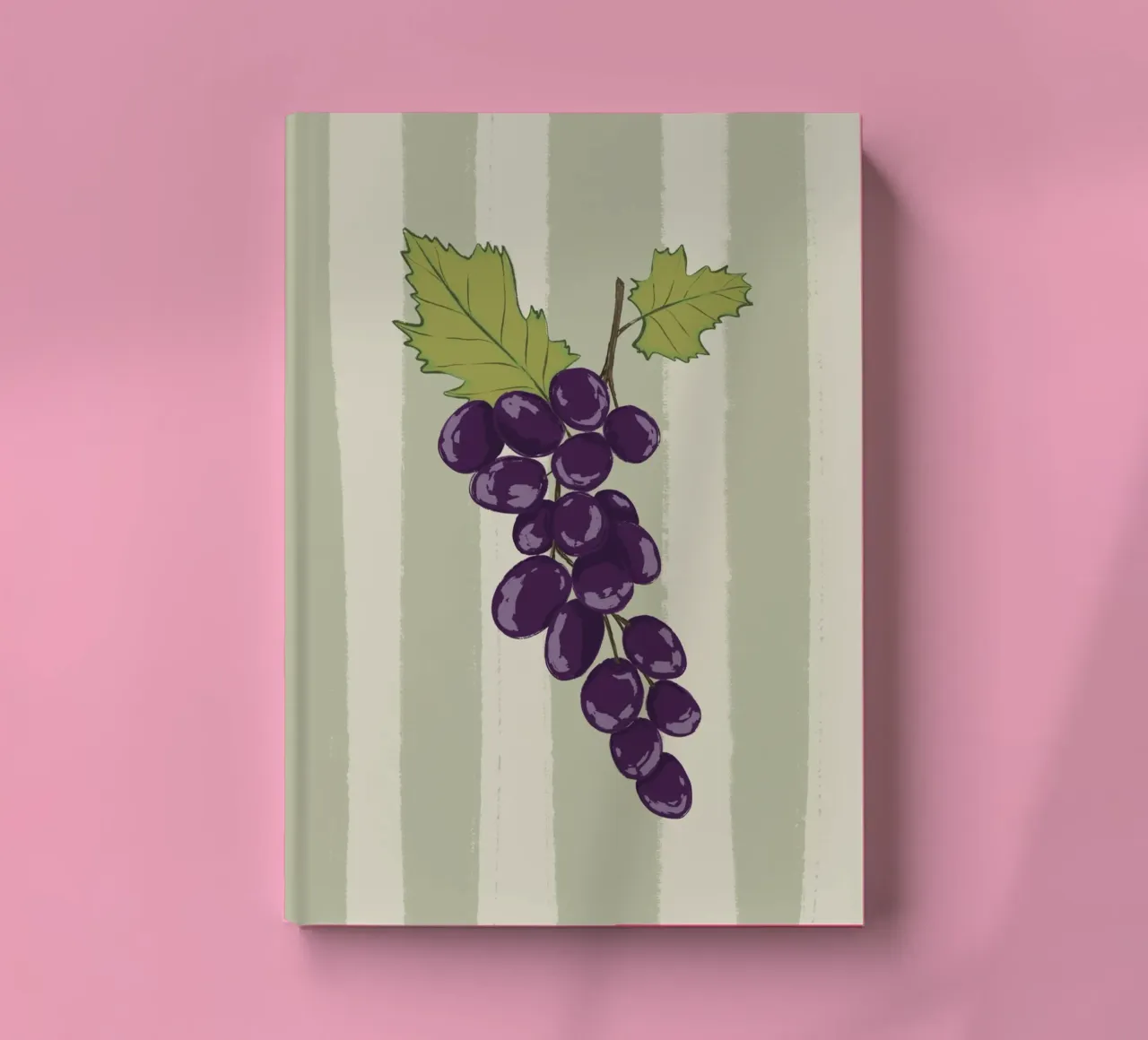 Uvas sobre rayas verdes. cuaderno de Sixmai