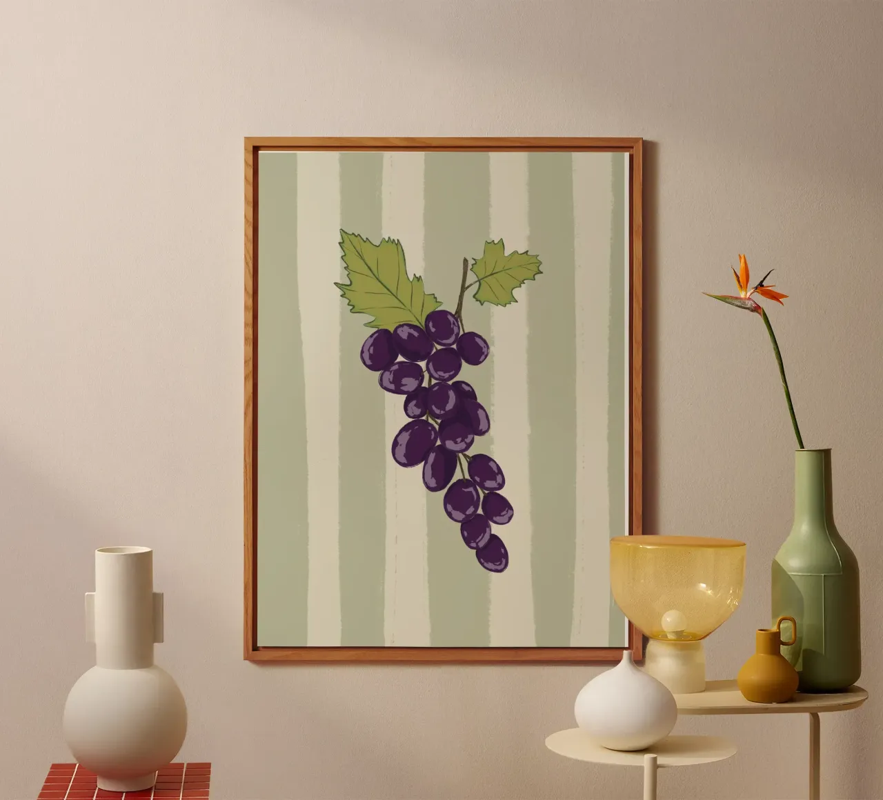 Grapes on green stripes. alu-dibond by Sixmai