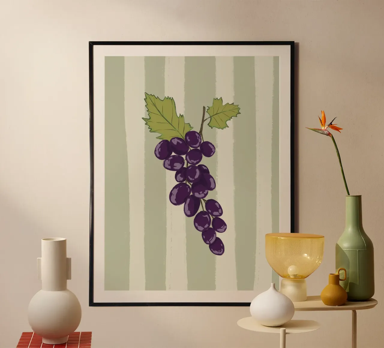 Uva su strisce verdi. carta hahnemühle da Sixmai