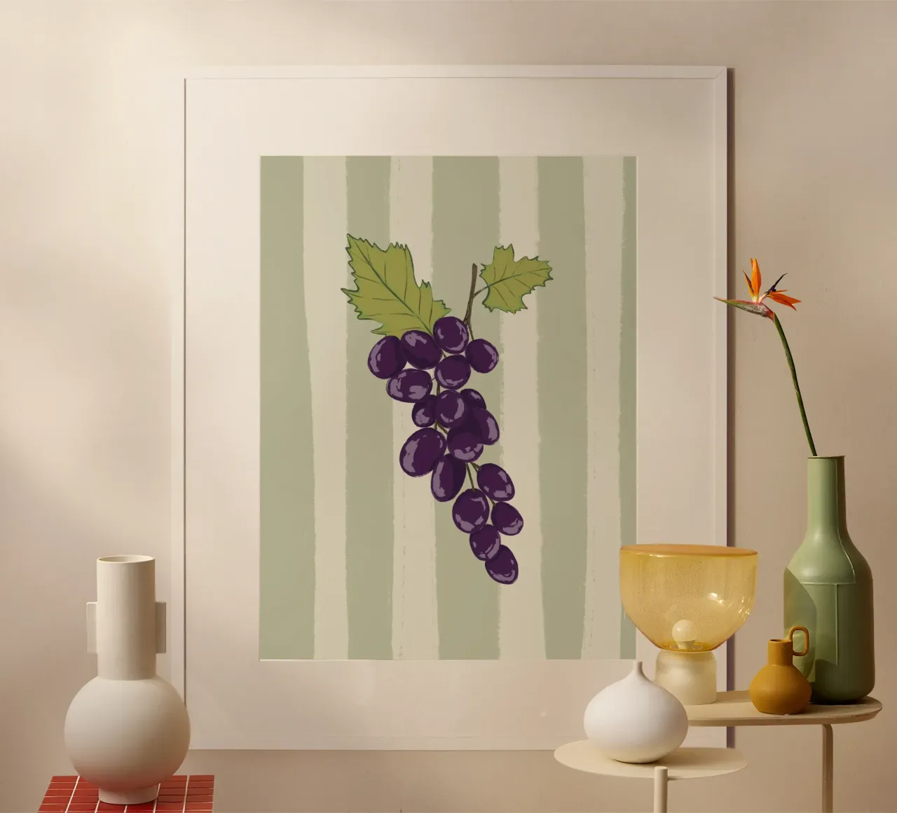 Uva su strisce verdi. carta hahnemühle da Sixmai