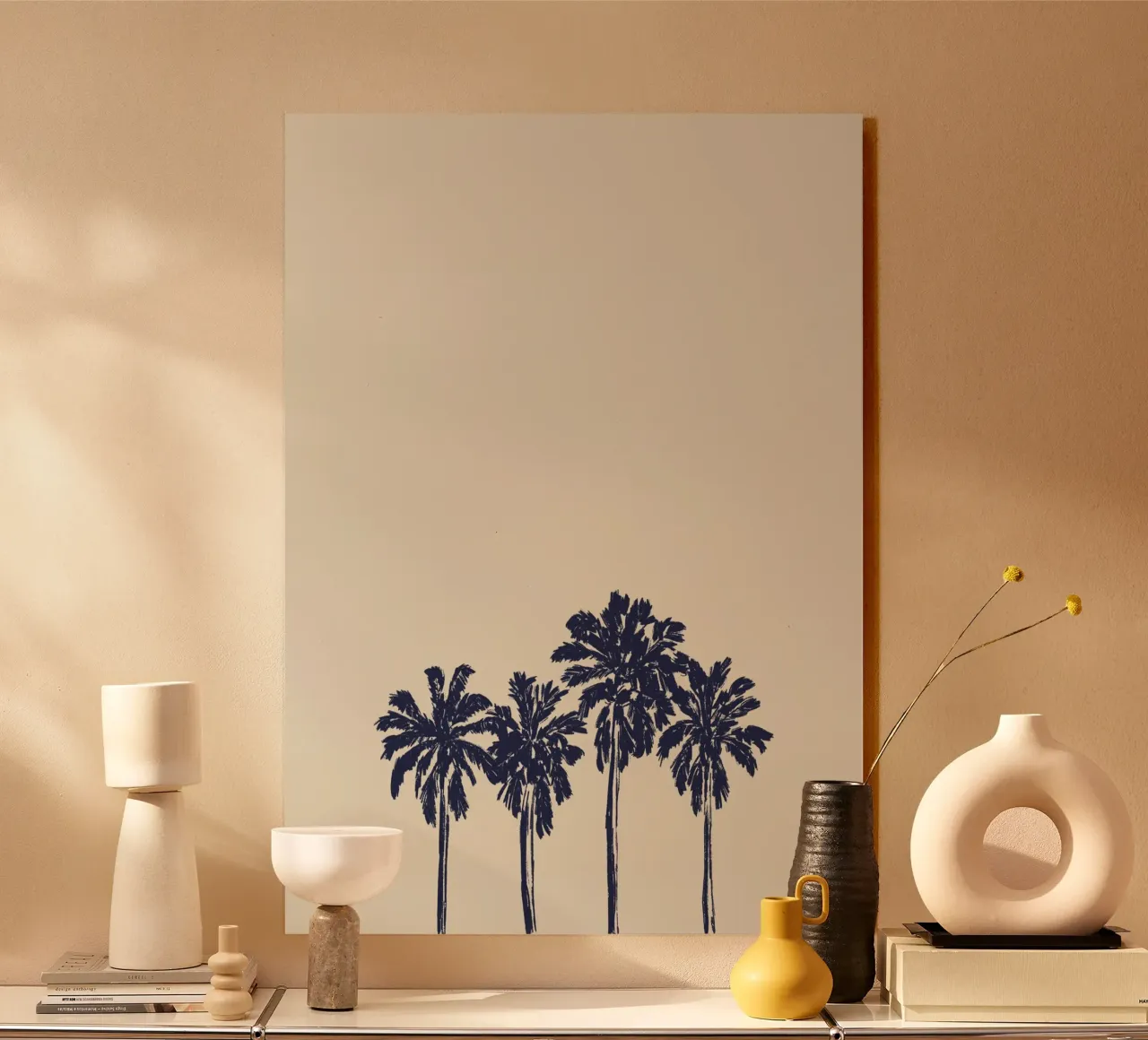 Palm trees on a beige background alu-dibond by Sixmai