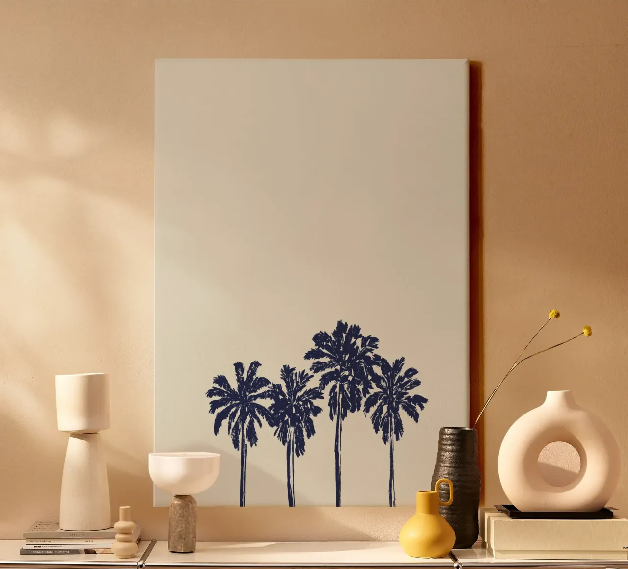 Palm trees on a beige background canvas by Sixmai