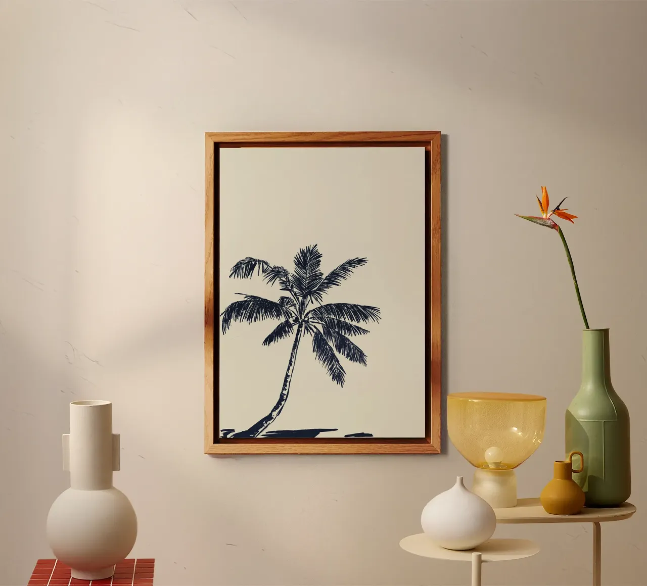 Palm tree line drawing alu-dibond by Sixmai