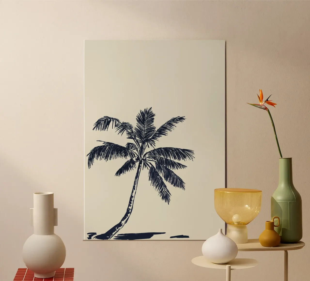 Palm tree line drawing alu-dibond by Sixmai