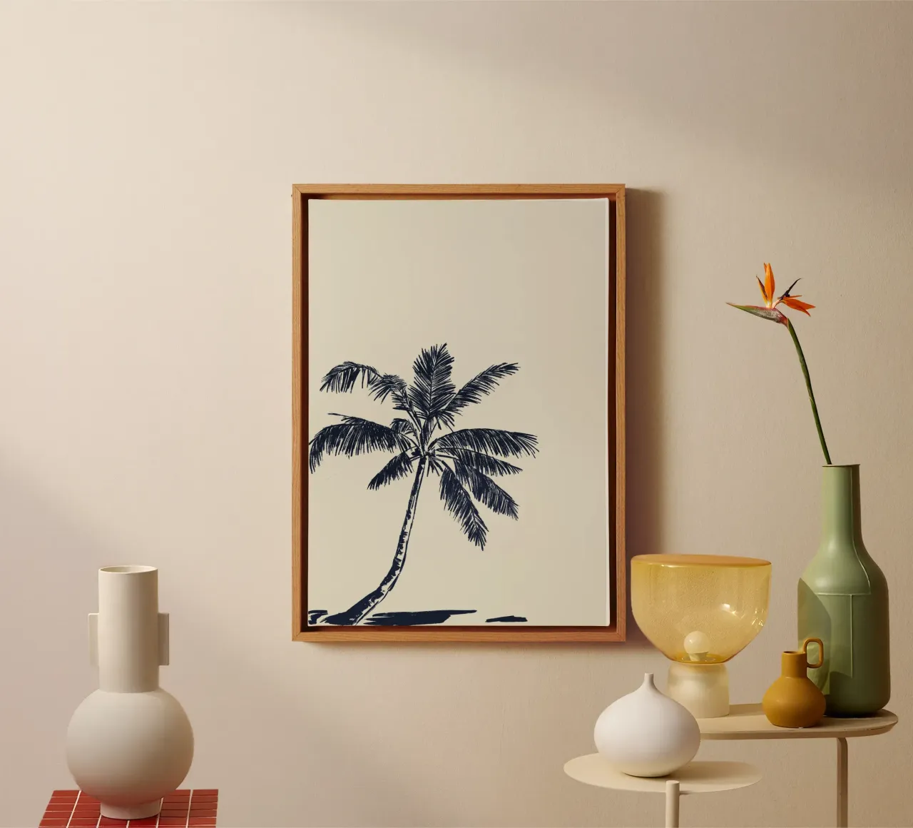 Palm tree line drawing canvas by Sixmai