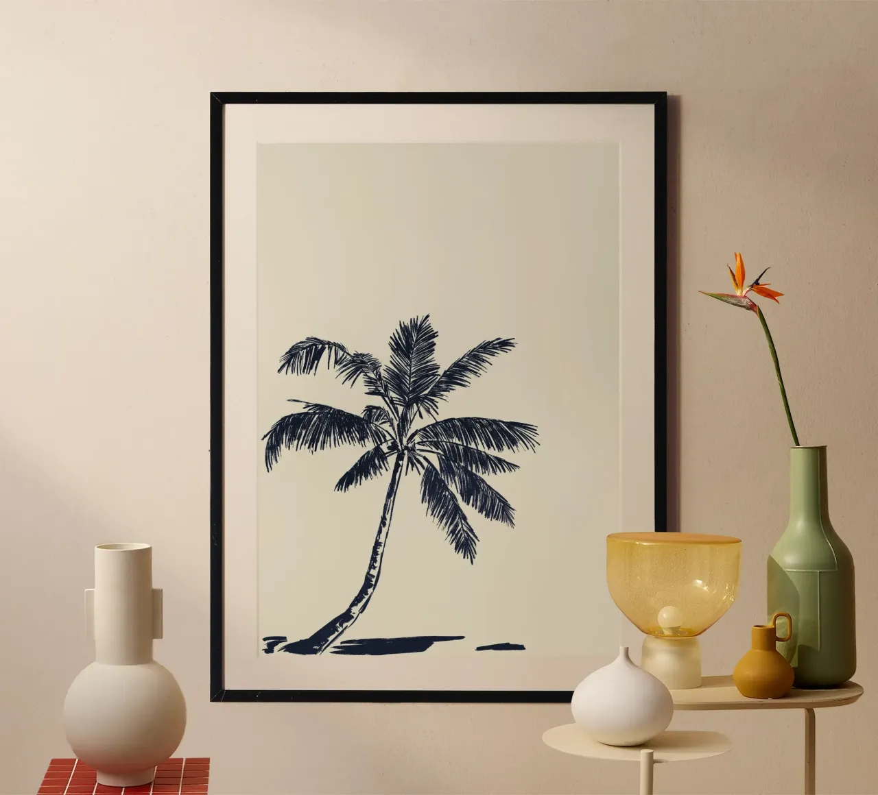 Palm tree line drawing hahnemühle by Sixmai