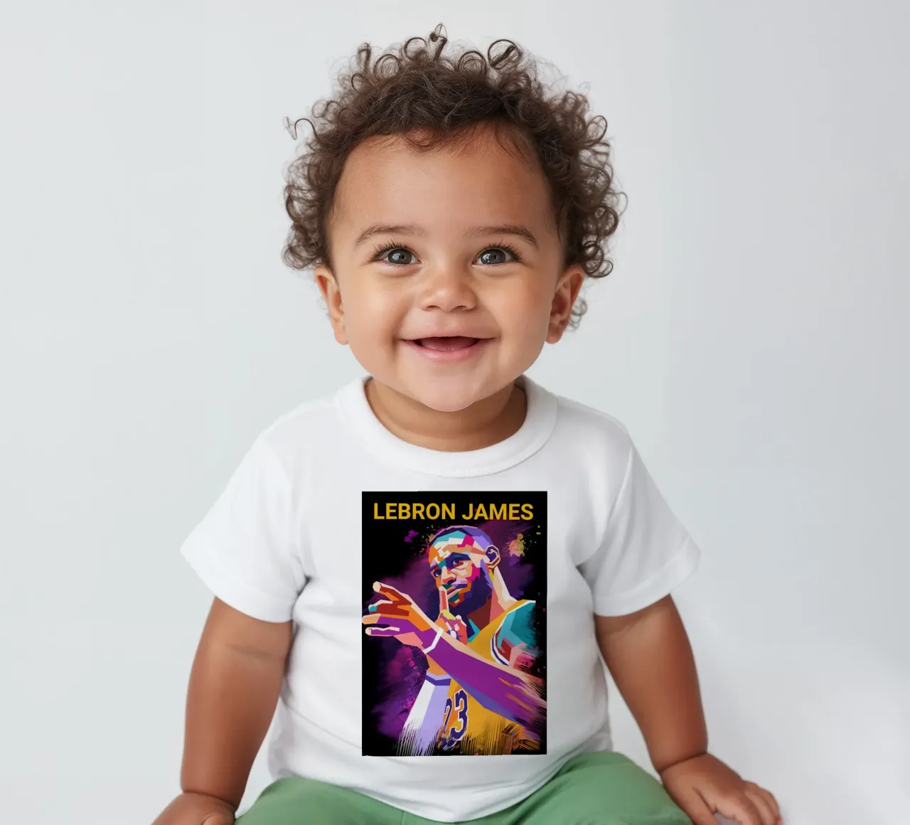 Iconic basketball player Lebron James baby t-shirt by Hantamrata