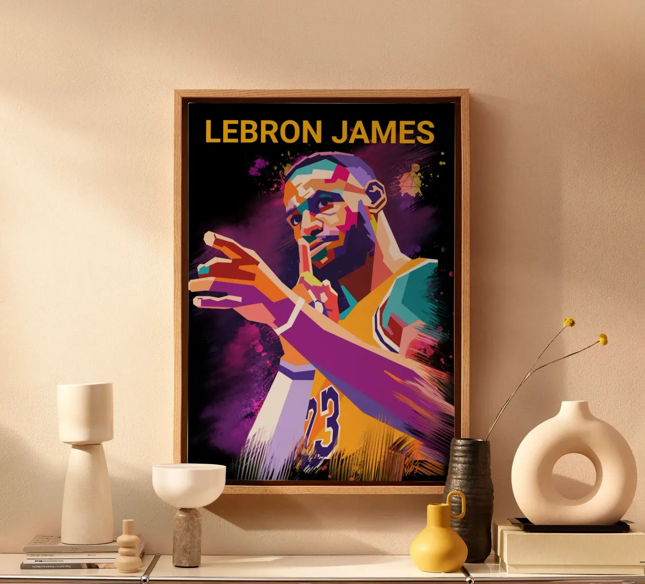 L'iconico giocatore di basket Lebron James tela con Cornice a cassetta da Hantamrata