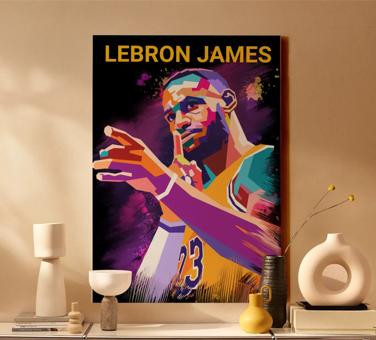 L'iconico giocatore di basket Lebron James tela con Cornice a cassetta da Hantamrata