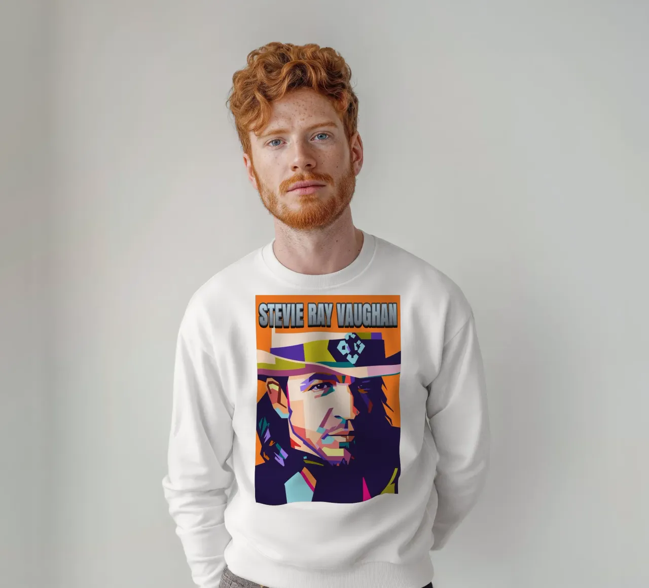 Ritratto pop art di Stevie Ray Vaughan felpa da Hantamrata