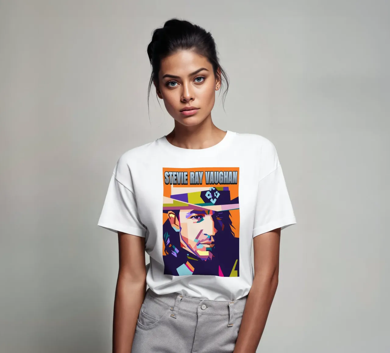 Ritratto pop art di Stevie Ray Vaughan t-shirt da Hantamrata